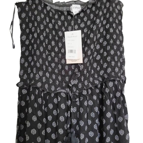 EXIST Juniors Ruched Split Hem Tie Back Jumpsuit Black | M - Picture 12 of 13